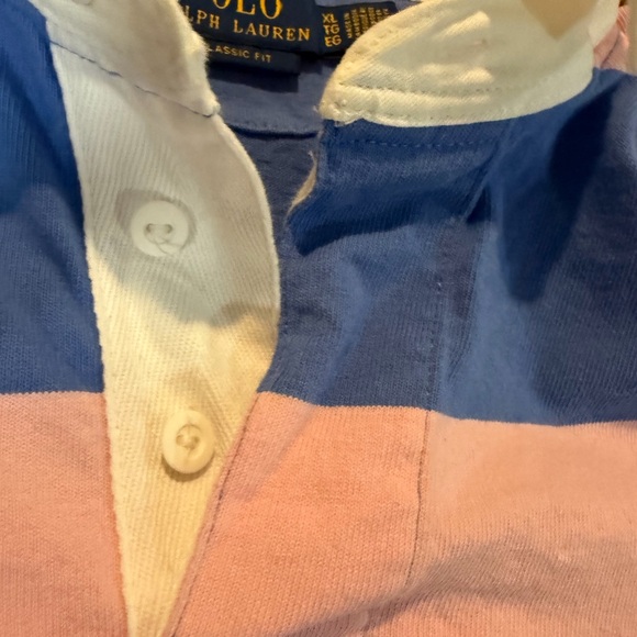 Polo Ralph Lauren Men Long Sleeve Rugby Shirt Garden Pink/New England Blue  XL - Picture 13 of 16